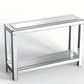 47" Silver Mirrored Glass And Faux Crystals Console Table With Shelf