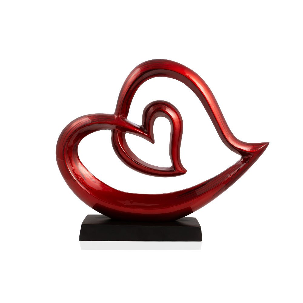 12" Red and Black Aluminum Tabletop Sculpture