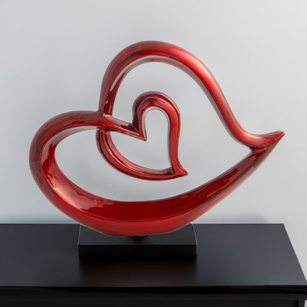 12" Red and Black Aluminum Tabletop Sculpture