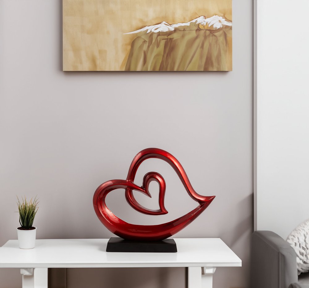 12" Red and Black Aluminum Tabletop Sculpture