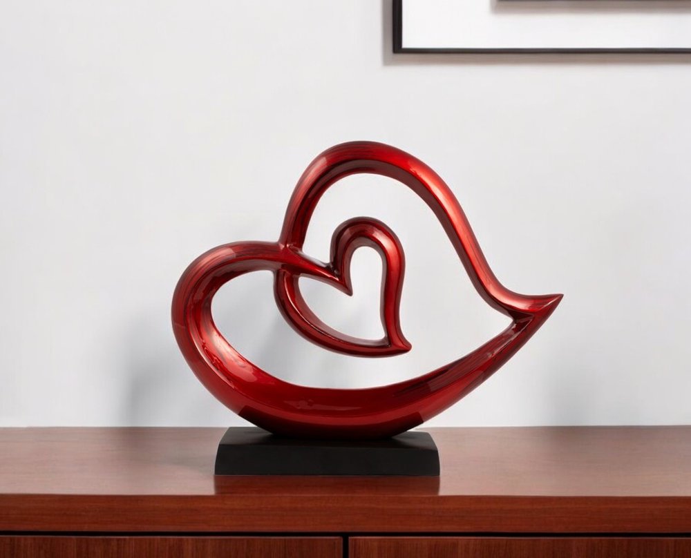 12" Red and Black Aluminum Tabletop Sculpture