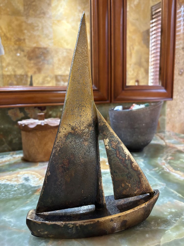 12" Rust Aluminum Decorative Sailboat Tabletop Sculpture