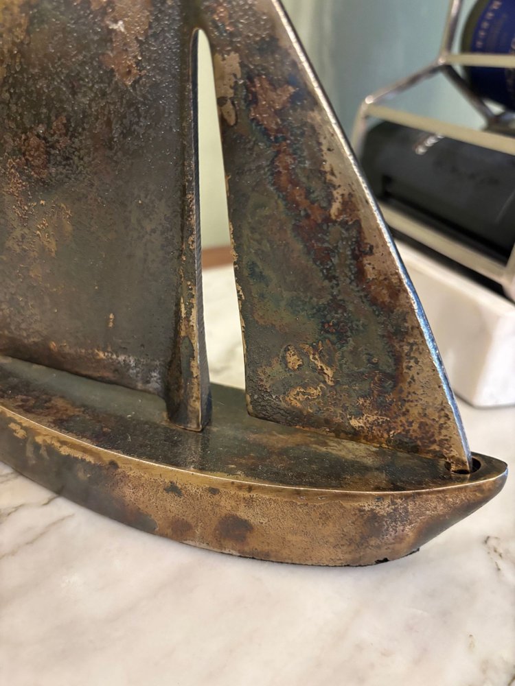 12" Rust Aluminum Decorative Sailboat Tabletop Sculpture