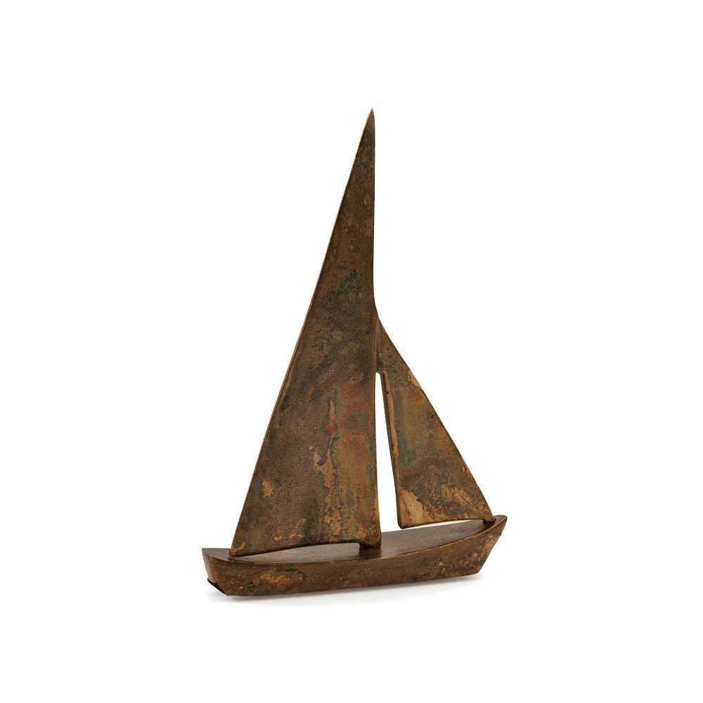 12" Rust Aluminum Decorative Sailboat Tabletop Sculpture