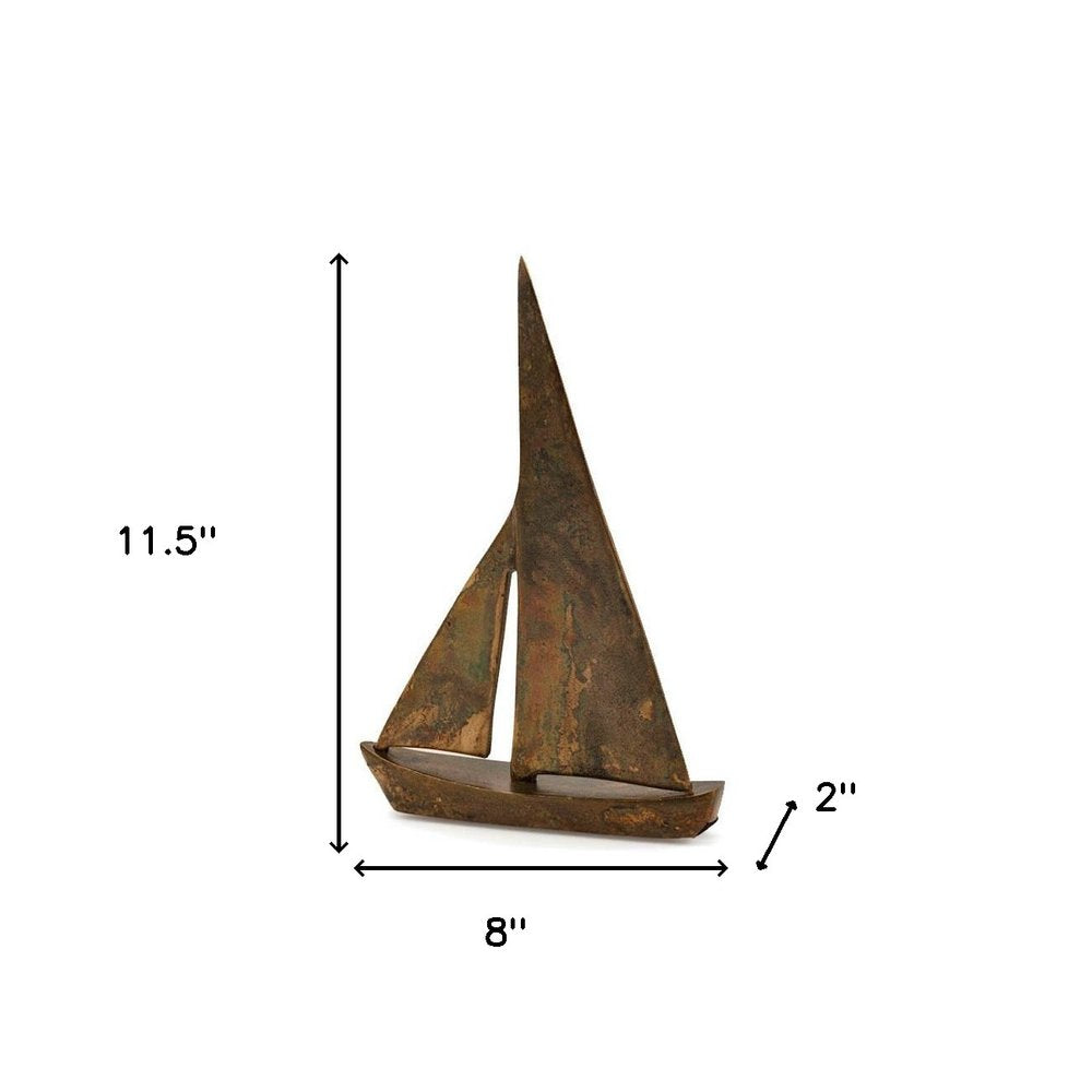12" Rust Aluminum Decorative Sailboat Tabletop Sculpture
