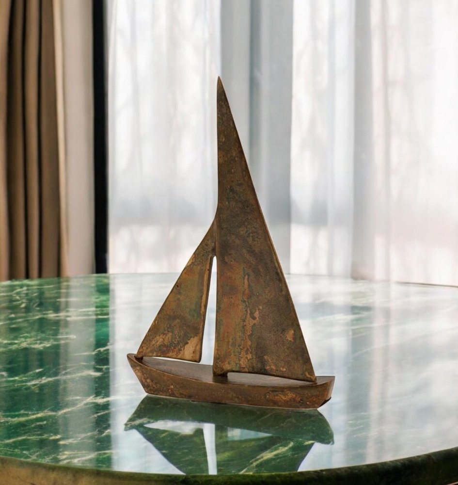 12" Rust Aluminum Decorative Sailboat Tabletop Sculpture