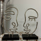 Set of Two Black and Silver Aluminum Tabletop Sculpture
