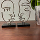 Set of Two Black and Silver Aluminum Tabletop Sculpture
