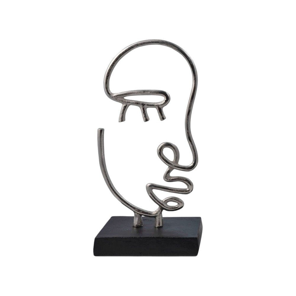 Set of Two Black and Silver Aluminum Tabletop Sculpture