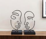 Set of Two Black and Silver Aluminum Tabletop Sculpture