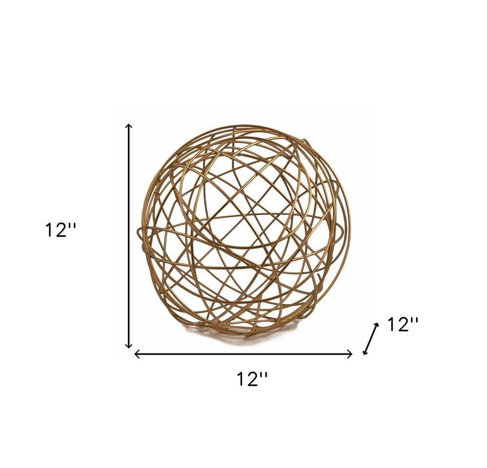 12" Silver Iron Decorative Orb Tabletop Sculpture