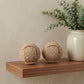 Set of Two Natural Jute Decorative Orb Tabletop Sculpture