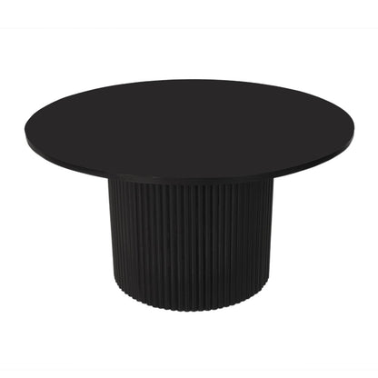 36" Black Solid Wood Round Pedestal Coffee Table