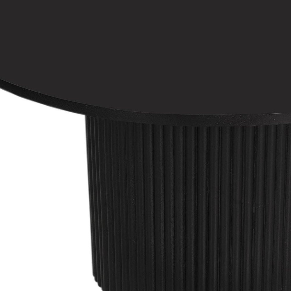 36" Black Solid Wood Round Pedestal Coffee Table