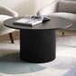 36" Black Solid Wood Round Pedestal Coffee Table