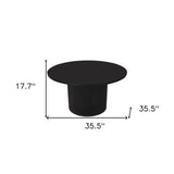 36" Black Solid Wood Round Pedestal Coffee Table