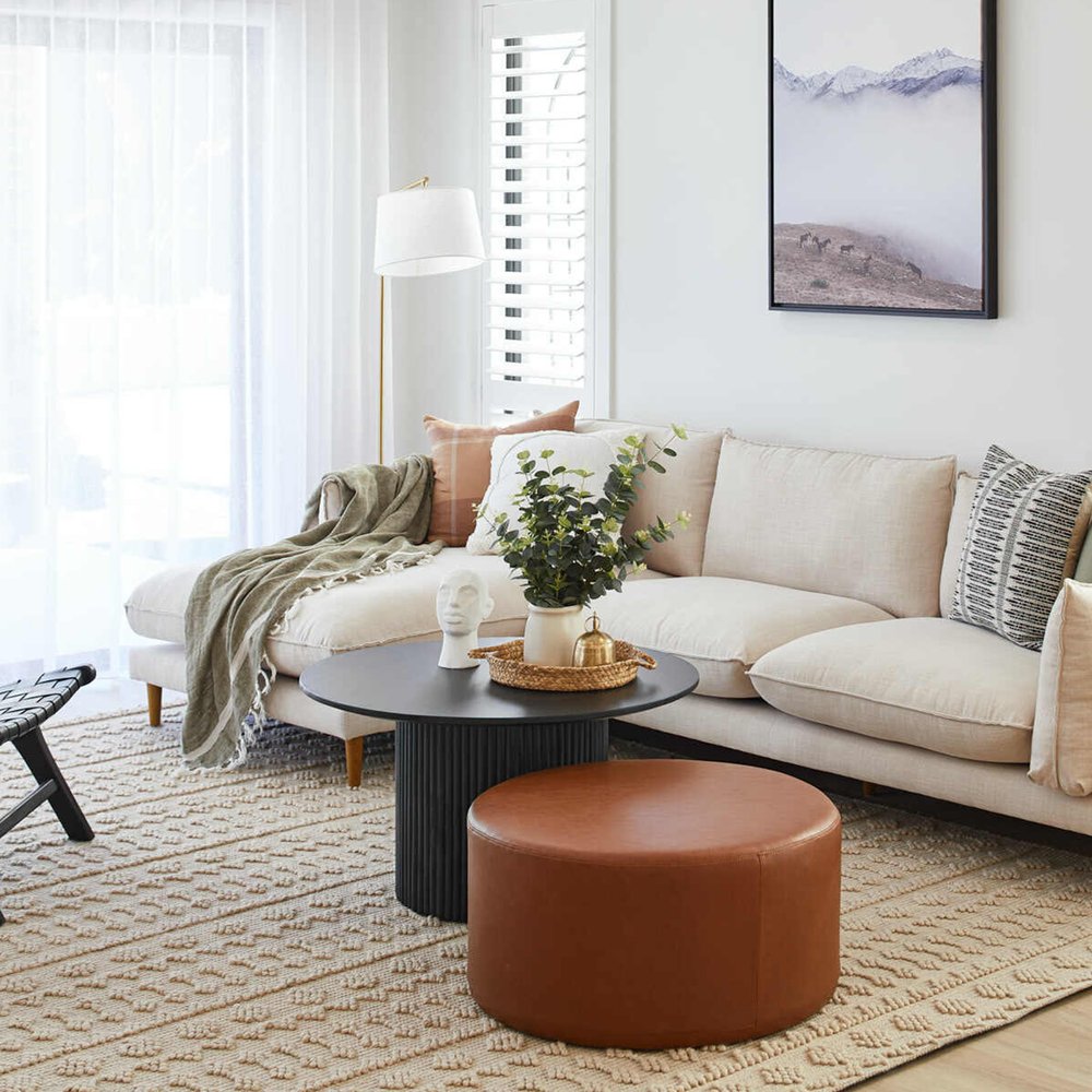 36" Black Solid Wood Round Pedestal Coffee Table