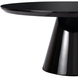 35" Black Wood Round Pedestal Coffee Table