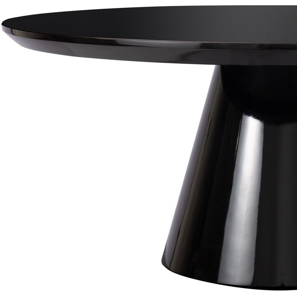35" Black Wood Round Pedestal Coffee Table