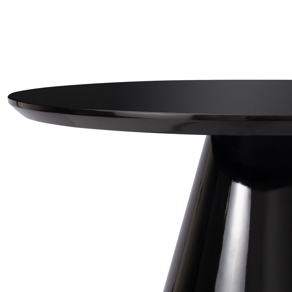 35" Black Wood Round Pedestal Coffee Table