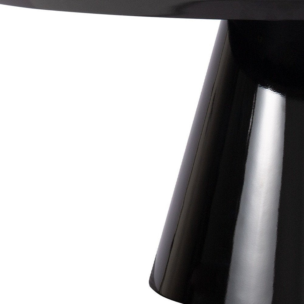 35" Black Wood Round Pedestal Coffee Table