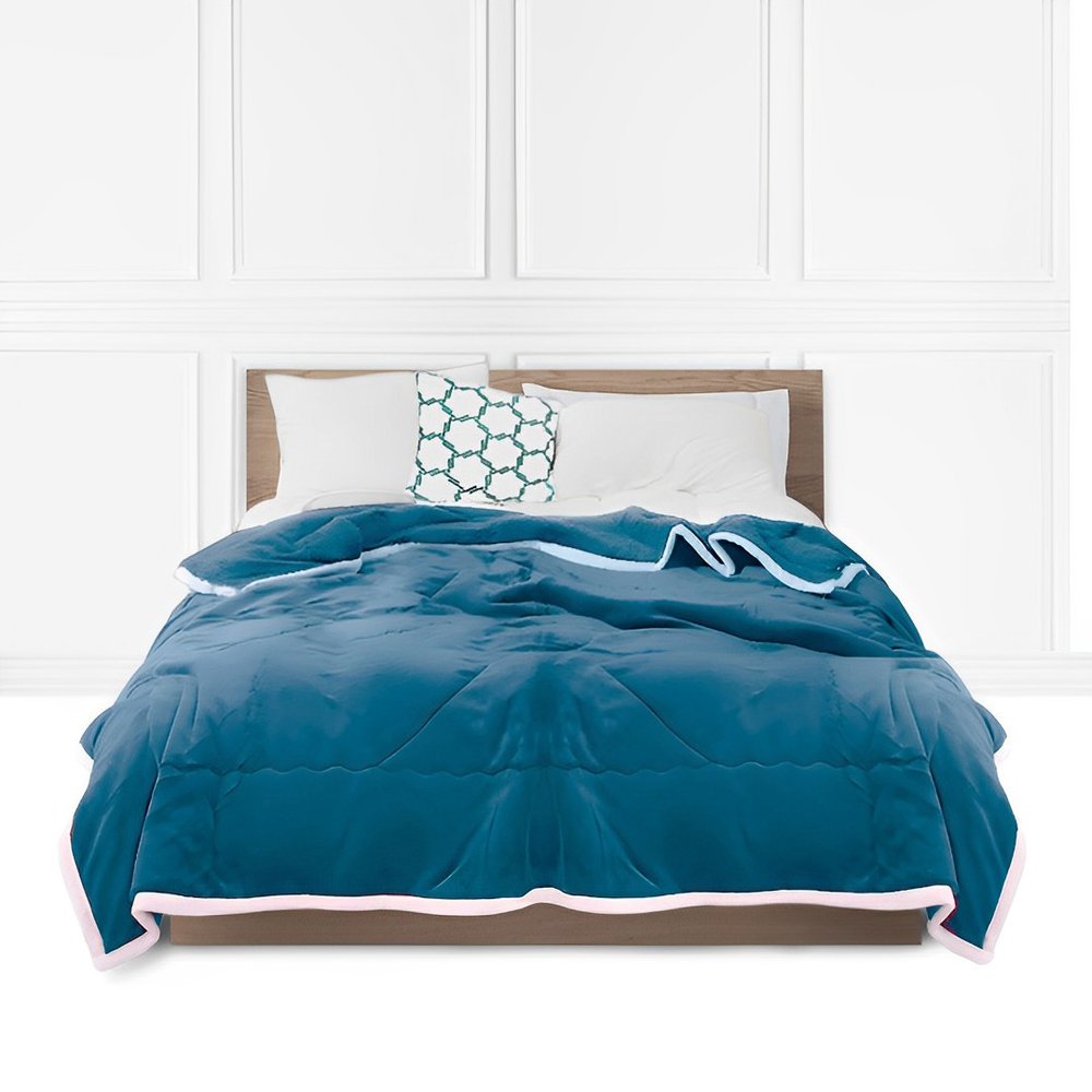 79" X 87" Blue Flannel Woven Throw Blanket
