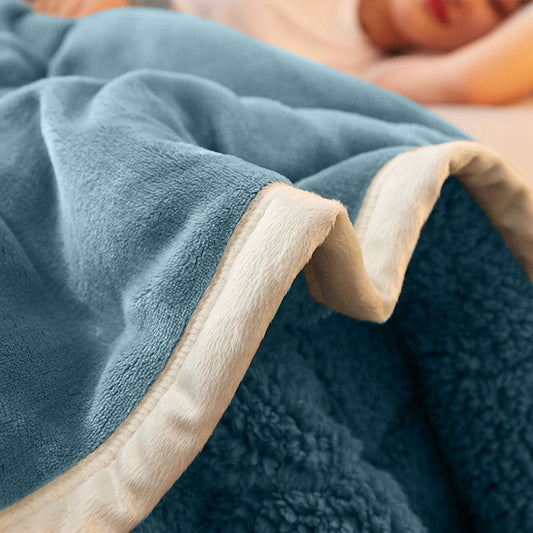 79" X 87" Blue Flannel Throw Blanket
