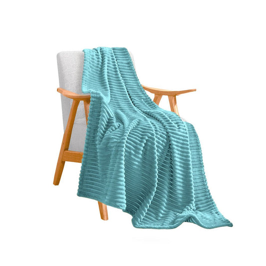 79" X 91" Sky Blue Flannel Striped Throw Blanket