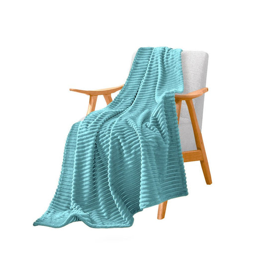 79" X 91" Sky Blue Flannel Striped Throw Blanket