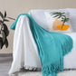 50" X 87" Teal Acrylic Knitted Throw Blanket with Fringe