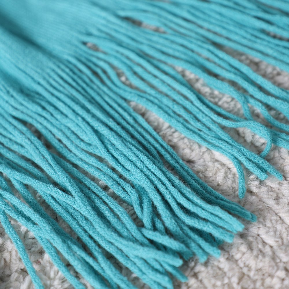 50" X 87" Teal Acrylic Knitted Throw Blanket with Fringe