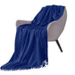 50" X 87" Royal Blue Acrylic Knitted Throw Blanket with Fringe