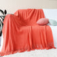 50" X 87" Orange Acrylic Knitted Throw Blanket with Fringe