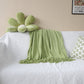 50" X 87" Green Acrylic Knitted Throw Blanket with Fringe