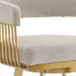 26" Taupe and Gold Fabric and Stainless Steel Low Back Counter Height Swivel Bar Chair