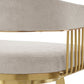 26" Taupe and Gold Fabric and Stainless Steel Low Back Counter Height Swivel Bar Chair
