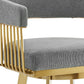 26" Gray and Gold Fabric and Stainless Steel Low Back Counter Height Swivel Bar Chair