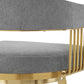 26" Gray and Gold Fabric and Stainless Steel Low Back Counter Height Swivel Bar Chair