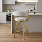 26" Silver and Gold Fabric and Stainless Steel Low Back Counter Height Swivel Bar Chair