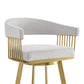 26" Silver and Gold Fabric and Stainless Steel Low Back Counter Height Swivel Bar Chair