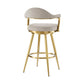 26" Taupe and Gold Fabric and Stainless Steel Counter Height Swivel Bar Chair