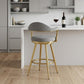 26" Gray and Gold Fabric and Stainless Steel Counter Height Swivel Bar Chair