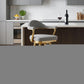 26" Gray and Gold Fabric and Stainless Steel Counter Height Swivel Bar Chair