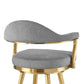 26" Gray and Gold Fabric and Stainless Steel Counter Height Swivel Bar Chair
