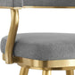 26" Gray and Gold Fabric and Stainless Steel Counter Height Swivel Bar Chair