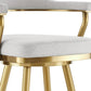 26" Silver and Gold Fabric and Stainless Steel Counter Height Swivel Bar Chair