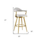 26" Silver and Gold Fabric and Stainless Steel Counter Height Swivel Bar Chair