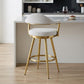 26" Silver and Gold Fabric and Stainless Steel Counter Height Swivel Bar Chair