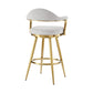 26" Silver and Gold Fabric and Stainless Steel Counter Height Swivel Bar Chair