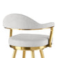 26" Silver and Gold Fabric and Stainless Steel Counter Height Swivel Bar Chair